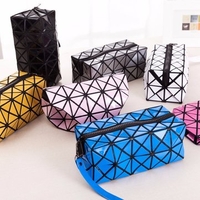 Lingge 3D Diamond Pattern Cosmetic Bag Large Capacity Women Makeup Tools Organizer