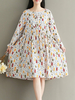 Literary Floral Bowknot Print Dresses