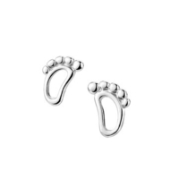 Little Feet Shaped Hollow Silver Plated Studs Earrings