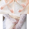 Long Fingerless Crystal Diamond Lace Bridal Glove Wedding Prom Party Costume Gloves