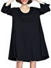 Long Flare Sleeve Pure Color Loose Women Casual Dress