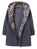 Long Leopard Hooded Zipper Coat