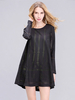 Long Sleeve Chiffon Hollow Black Mini Dress For Women
