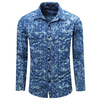 Long Sleeve Deep Blue Printing Denim Designer Shirt for Men