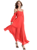 Long Sleeve Off Shoulder Chiffon Women Long Maxi Dress