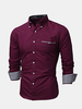 Long Sleeve Patchwork Bust Plaid Pocket Slim Fit Turn Down Collar Designer Dress Shirt for Men