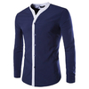 Long Sleeve Slim Fit Patchwork Casual Formal Designer Dress Shirt for Men