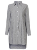 Long Sleeve Stripe Lapel High Low Long Blouse For Women