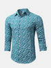 Long Sleeves Slim Fit Turn Down Collar Printing Pluse Size Designer Dress Shirt for Men