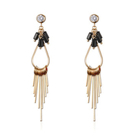 Long Tassel Earrings Rhinestone Gold Drop Earrings