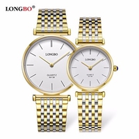 LONGBO Couple Watch Stainless Steel Rhinestone Waterproof Watch