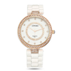 LONGBO Luxury Watch Ceramics Rhinestone Quartz Watch for Couple Gift