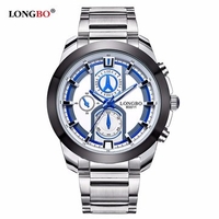 LONGBO Stainless Steel Fluorescence Hands Waterproof Quartz Watch