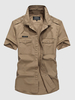 Loose Breathable Short Sleeve Cargo Dress Shirts for Men
