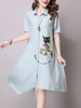 Loose Casual Cat Print Vintage Shirt Dress