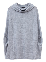 Loose Casual Batwing Sleeve Shawl Collar Knitted Fleece Sweater