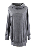 Loose Casual Women Brief Turtleneck Long Sleeve Pullover Blouse