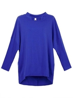 Loose Casual Women O Neck Long Sleeve Asymmetric Solid Blouse