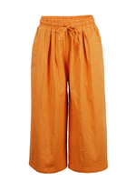 Loose Elastic Waist Drawstring Pure Color Wide Leg Pants For Women