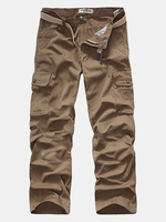 Loose Fit Solid Color Multi-pocket Overalls Cotton Cargo Pants For Men
