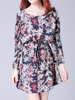 Loose Floral Printing Nine Points Sleeve Mini Dress For Women