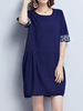 Loose Folk Embroidery Pleated Short Sleeve Mini Dresses For Women