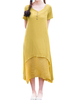 Loose Folk Style Solid False Two-piece Cotton Linen Dress