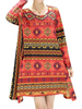 Loose Geometric Patterns Printed Irregular Hem Mini Dress