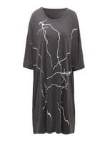 Loose Half Sleeve Printed Women Casual Round Neck Mini Dress