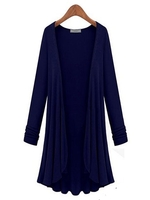 Loose Irregular Hem Solid Women Long Sleeve Cardigan
