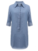 Loose Long Sleeve Casual Women Jean Mini Shirt Dress