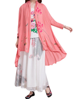 Loose Lotus Printed High Low Thin Cardigan For Women