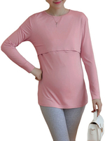 Loose Maternity Women Long Sleeve Solid Blouse Pregnant Nursing Clothing