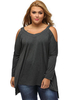 Loose Off Shoulder V Neck Pure Color Irregular Hem Blouse For Women
