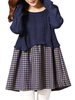 Loose Pregnant Women Plaid Patchwork Knit Fake Two-Piece Blouse