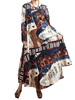 Loose Printed Long Sleeve Irregular Mai Dress For Women