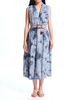 Loose Printed Sleeveless Dress With Belt For Women