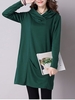 Loose Ruffled Neck Long Sleeve Pure Color Women Dresses