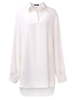 Loose Solid Lapel Button Chiffon Irregular Split Women Blouse