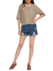 Loose Solid Pocket Half Sleeve High Low T-Shirt For Women