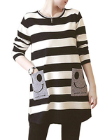 Loose Stripe Long Sleeve Knit Pregnant Women Mini Dress