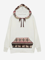 Loose Women Deer Velvet Hooded Sweatshirt