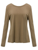 Loose Women Backless Solid Cotton Thin Pullover T-Shirt