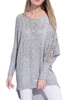 Loose Women Bat Sleeve Sequins Hollow Lace Round Neck Sweater