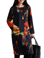 Loose Women Floral Printed Long Sleeve Linen Midi Dress