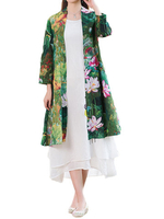 Loose Women Floral Printing Cotton Linen Outerwear