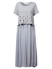 Loose Women Hollow Patchwork Fake Two-piece Linen Dress