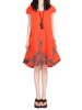 Loose Women Ink Printing Short Sleeve Linen A-Line Dress