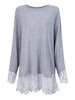 Loose Women Lace Patchwork Long Sleeve Pullover Blouse