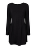 Loose Women Long Sleeve O-Neck Knitted Pocket Thicken Dress